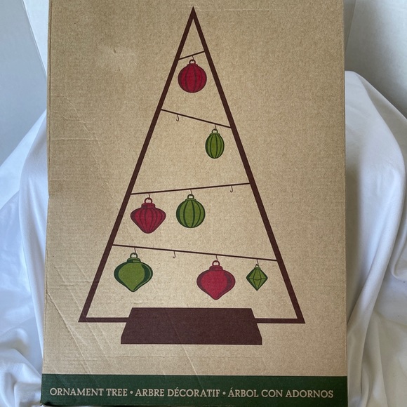 CRATE and BARREL Wood Chalet Ornament Tree 18"